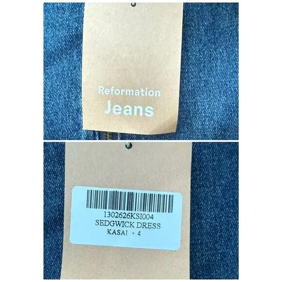 NWT Reformation Jeans Women's Denim Mini Dress Size 4 - Picture 7 of 8